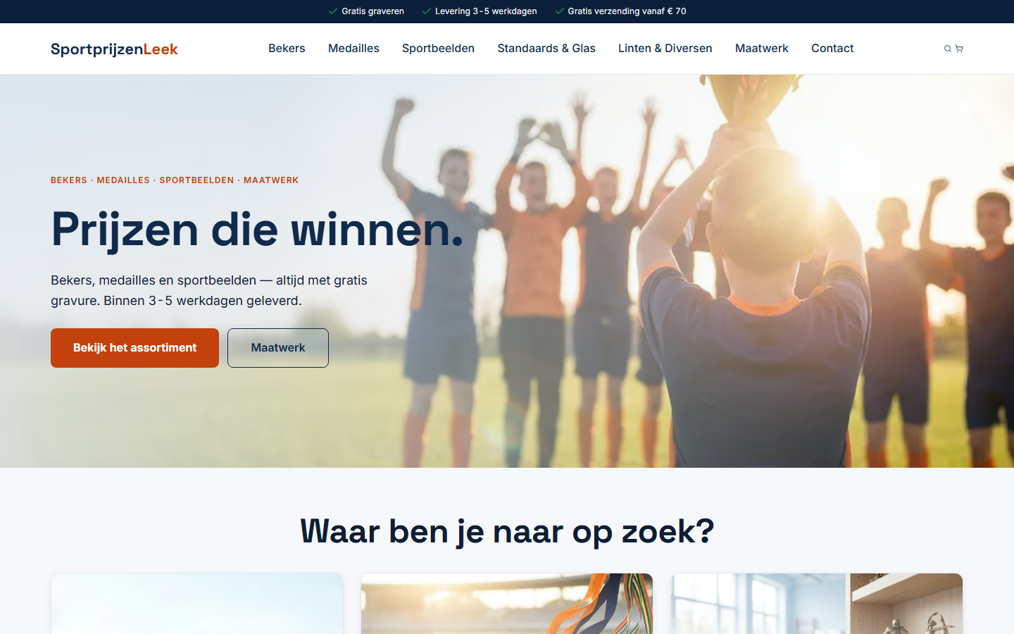 Sportprijzen Leek — webshop door Studio Pep & Co